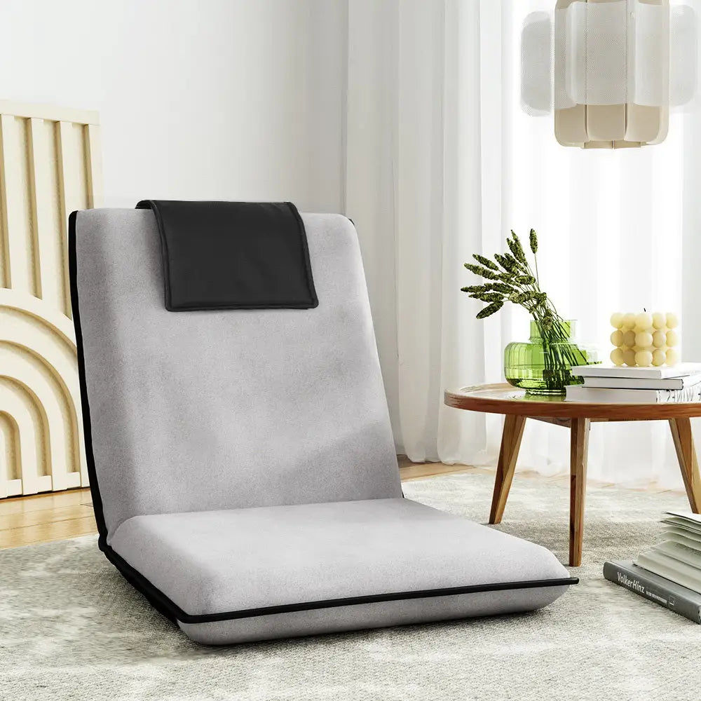 Artiss Floor Lounge Sofa Bed Couch Recliner Chair Folding Chair Cushion Grey - Furniture > Living Room