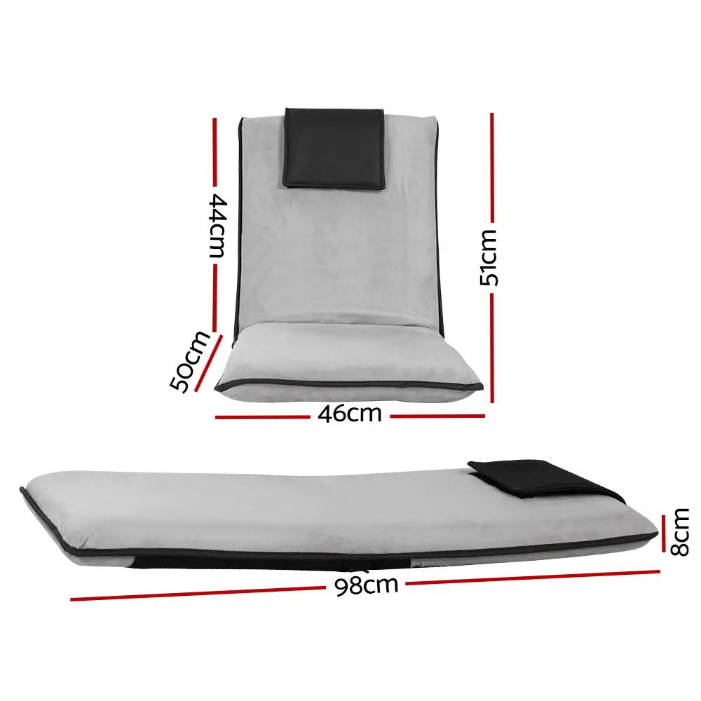 Artiss Floor Lounge Sofa Bed Couch Recliner Chair Folding Chair Cushion Grey - Furniture > Living Room