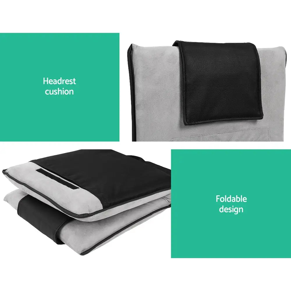 Artiss Floor Lounge Sofa Bed Couch Recliner Chair Folding Chair Cushion Grey - Furniture > Living Room