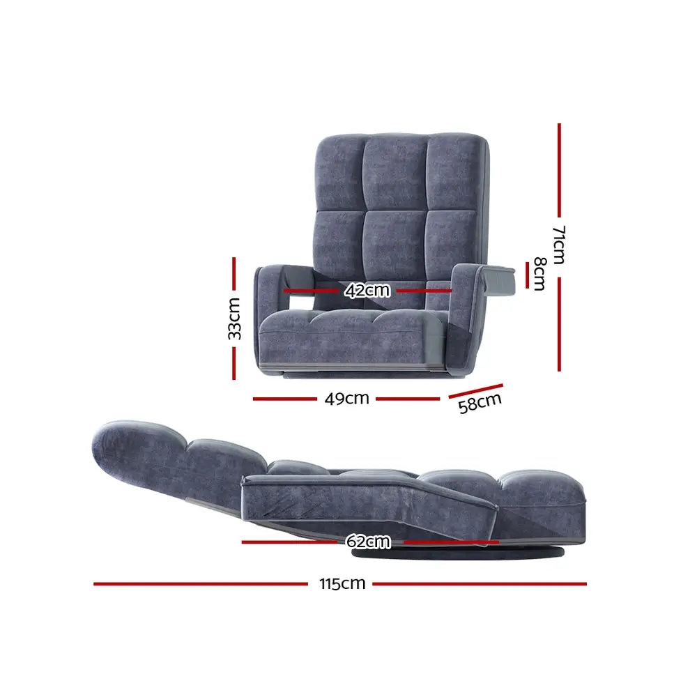 Artiss Floor Lounge Sofa Bed Swivel Charcoal - Furniture > Living Room