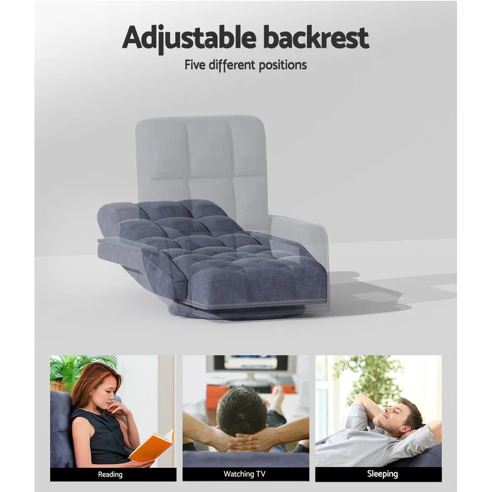 Artiss Floor Lounge Sofa Bed Swivel Charcoal - Furniture > Living Room