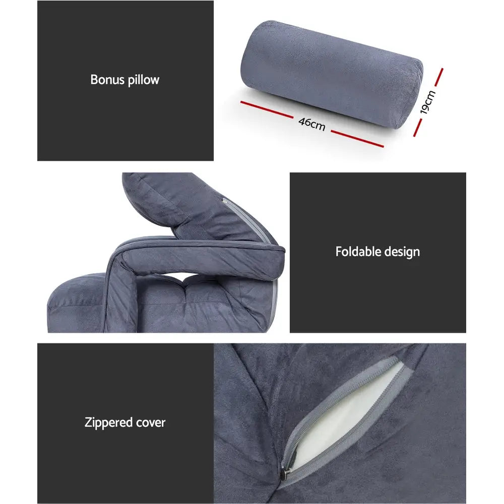 Artiss Floor Lounge Sofa Bed Swivel Charcoal - Furniture > Living Room