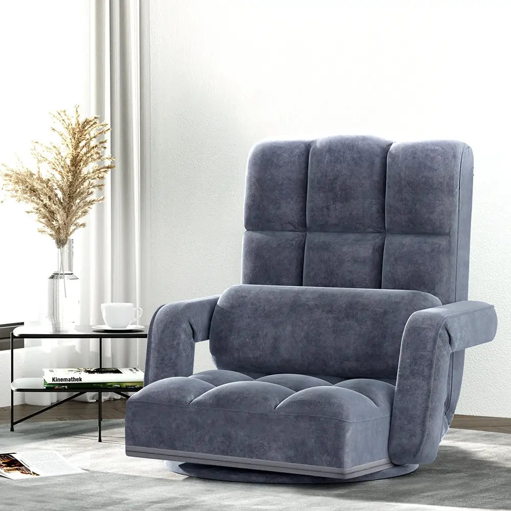 Artiss Floor Lounge Sofa Bed Swivel Charcoal - Furniture > Living Room