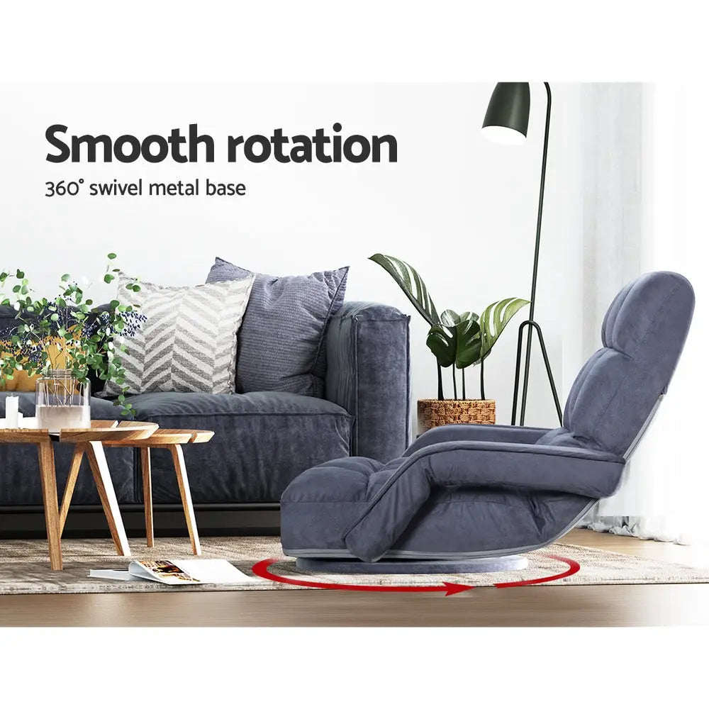 Artiss Floor Lounge Sofa Bed Swivel Charcoal - Furniture > Living Room