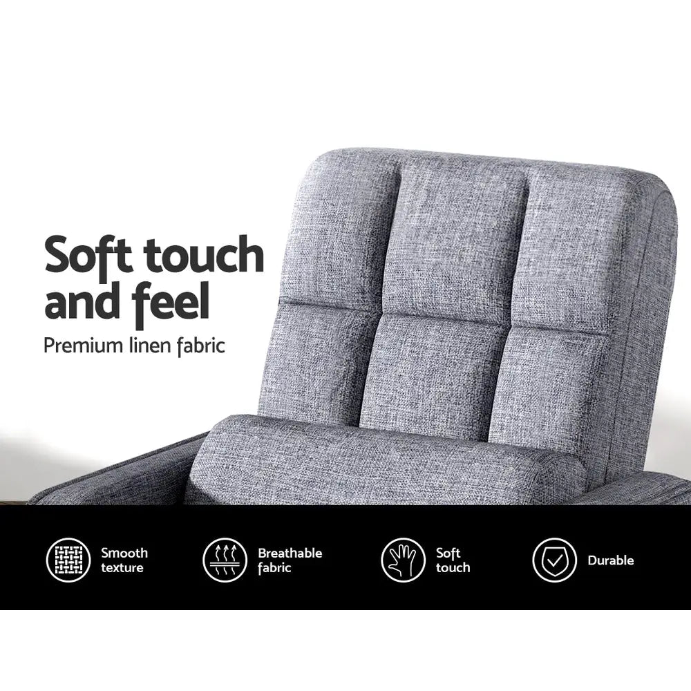 Artiss Floor Lounge Sofa Bed Swivel Grey - Furniture > Living Room