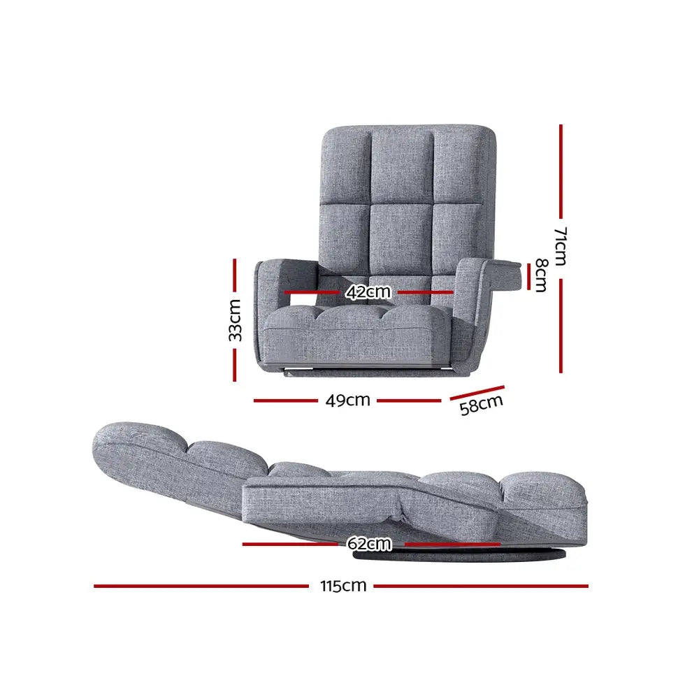 Artiss Floor Lounge Sofa Bed Swivel Grey - Furniture > Living Room