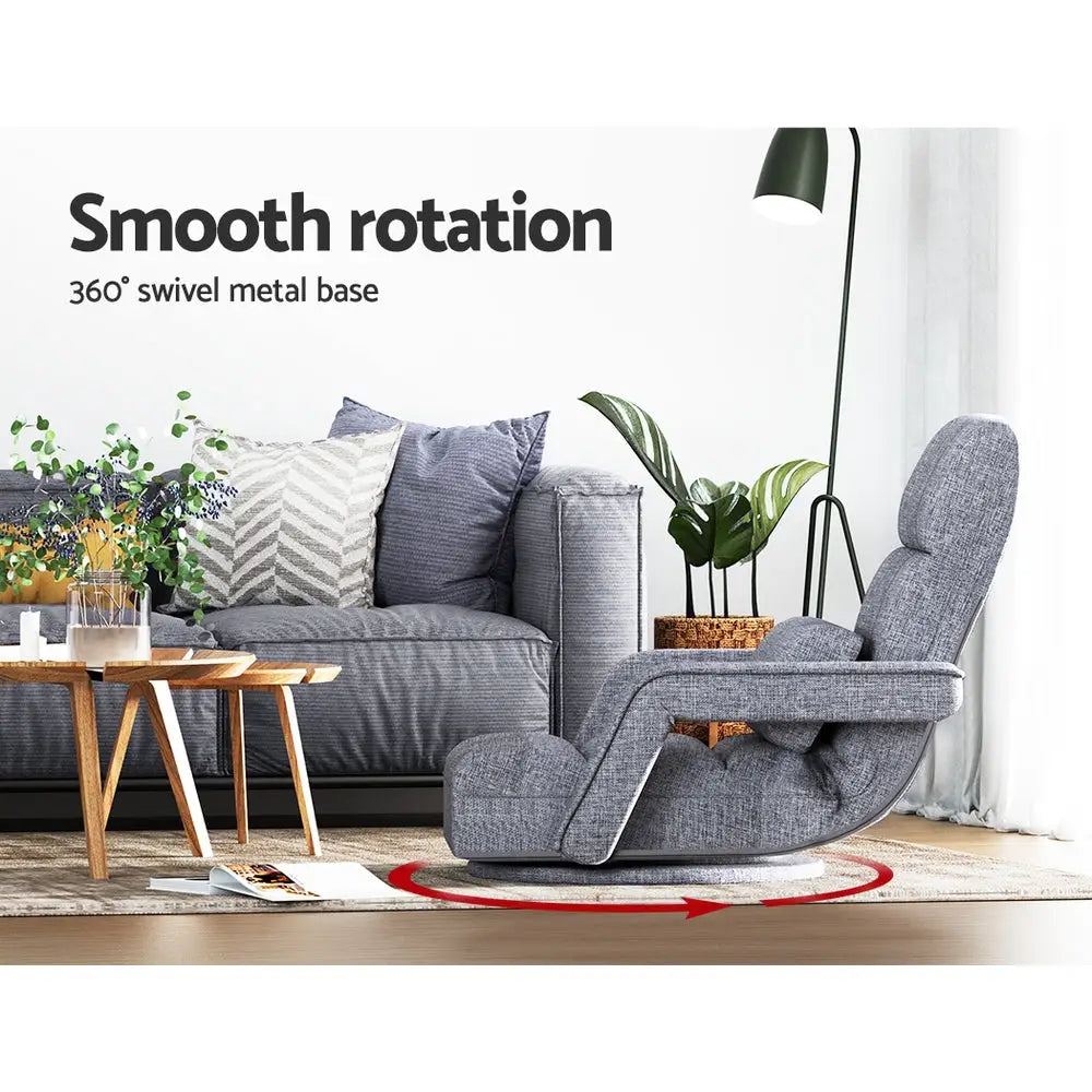 Artiss Floor Lounge Sofa Bed Swivel Grey - Furniture > Living Room