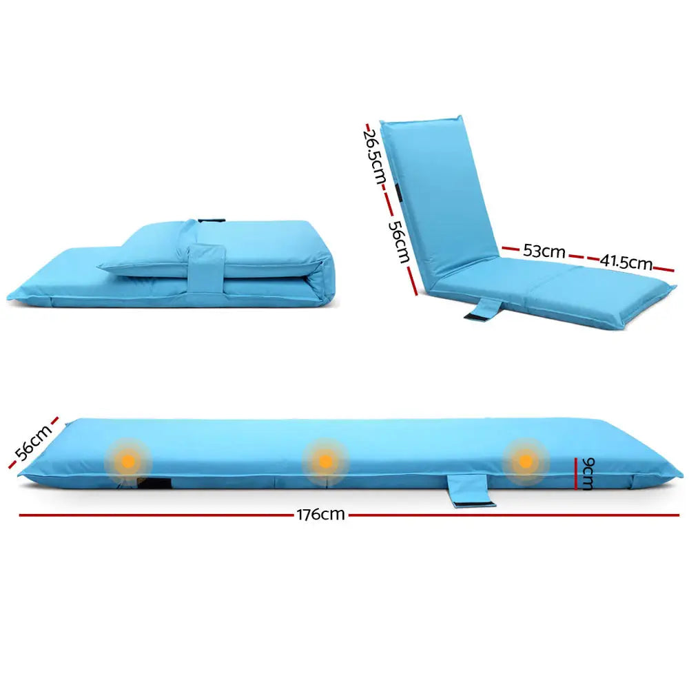 Artiss Floor Lounge Sofa Camping Chair Blue - Furniture > Outdoor