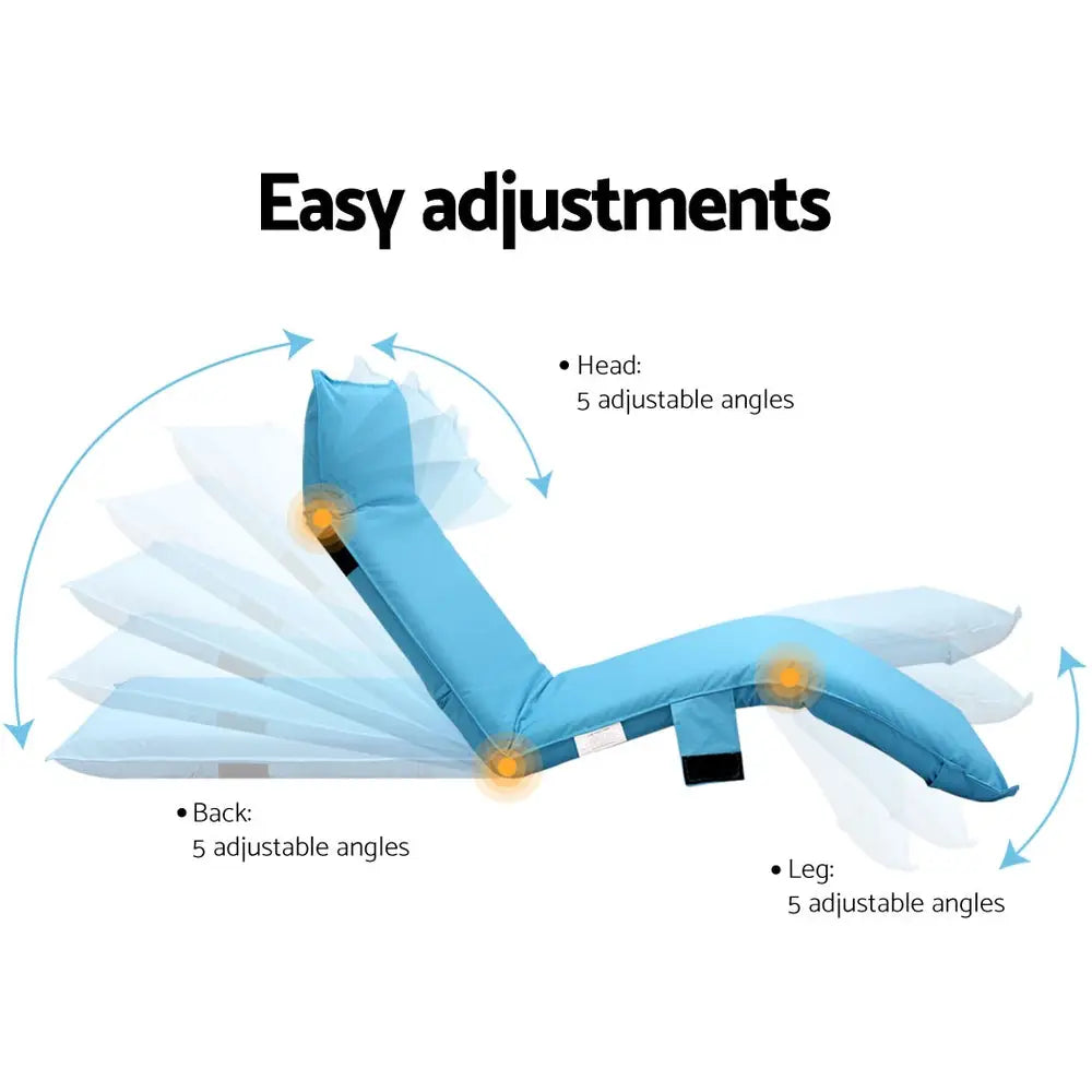 Artiss Floor Lounge Sofa Camping Chair Blue - Furniture > Outdoor