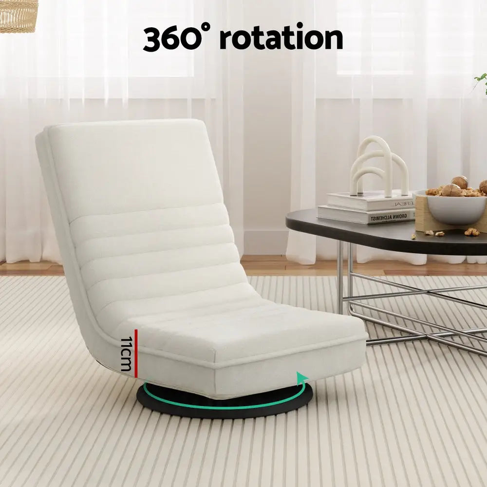 Artiss Floor Lounge Sofa Swivel Foldable Linen White - Furniture > Bar Stools & Chairs > Arm Chairs & Recliners