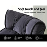 Artiss Floor Lounge Sofa With Armrest Flocking Fabric Charcoal - Furniture > Living Room