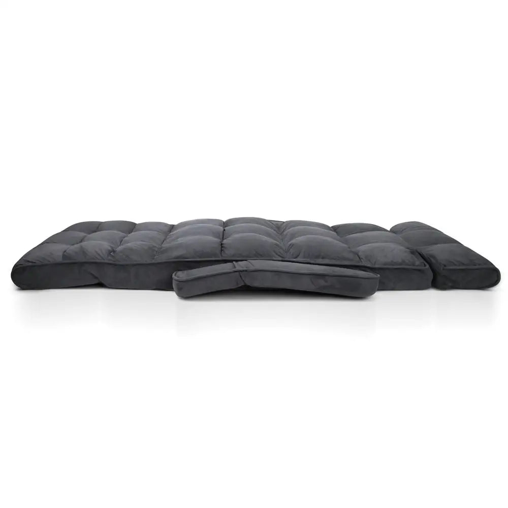 Artiss Floor Lounge Sofa With Armrest Flocking Fabric Charcoal - Furniture > Living Room