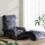 Artiss Floor Lounge Sofa With Armrest Flocking Fabric Charcoal - Furniture > Living Room