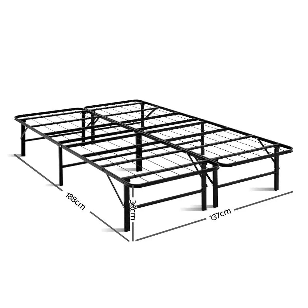 Artiss Folding Bed Frame Metal Base - Double - Furniture > Bedroom
