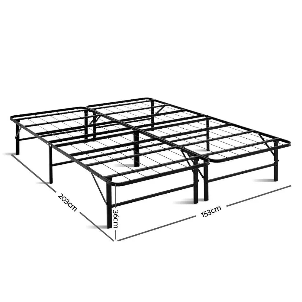 Artiss Folding Bed Frame Metal Base - Queen - Furniture > Bedroom