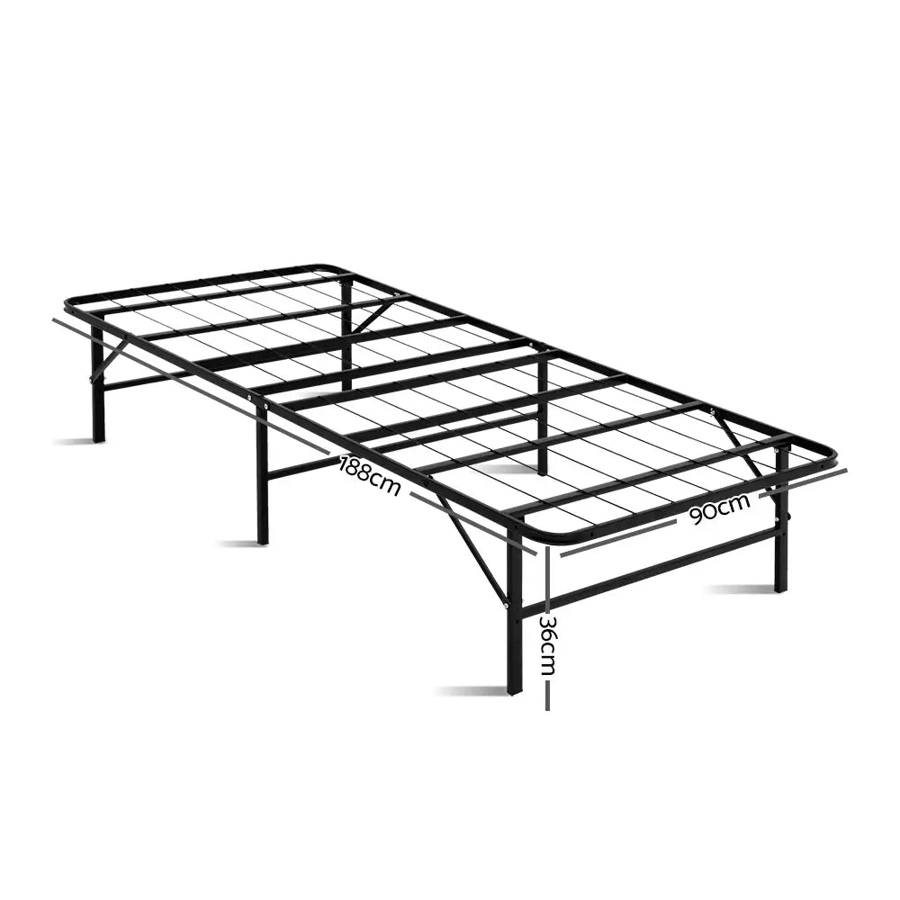 Artiss Folding Bed Frame Metal Base - Single - Furniture > Bedroom