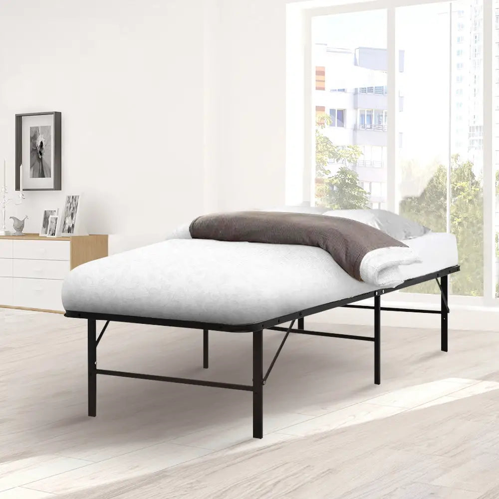 Artiss Folding Bed Frame Metal Base - Single - Furniture > Bedroom
