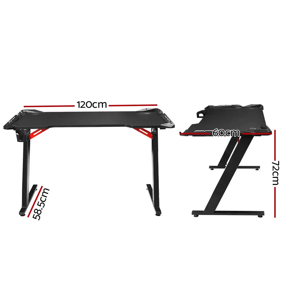 Artiss Gaming Desk Computer Desks LED Light 120CM - Furniture > Office