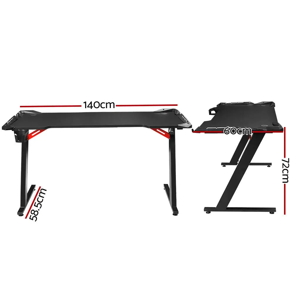 Artiss Gaming Desk Computer Desks LED Light 140CM - Furniture > Office