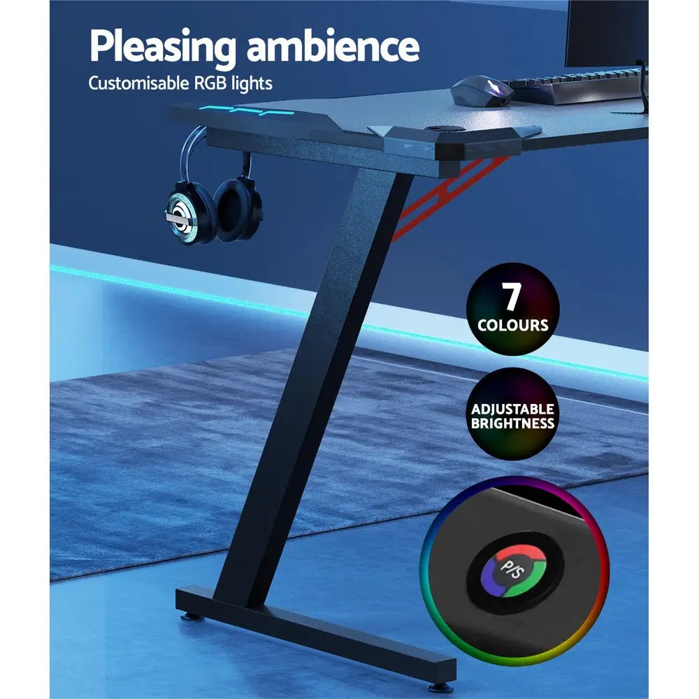 Artiss Gaming Desk Computer Desks LED Light 140CM - Furniture > Office