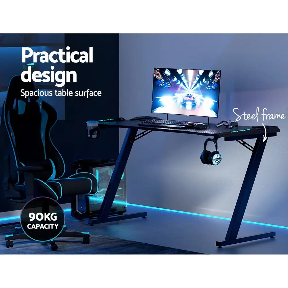 Artiss Gaming Desk Computer Desks LED Light 140CM - Furniture > Office