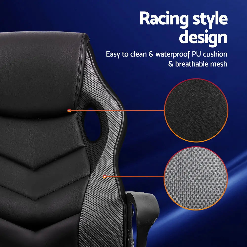 Artiss Gaming Office Chair Computer Chairs Grey - Furniture > Office > Office & Desk Chairs