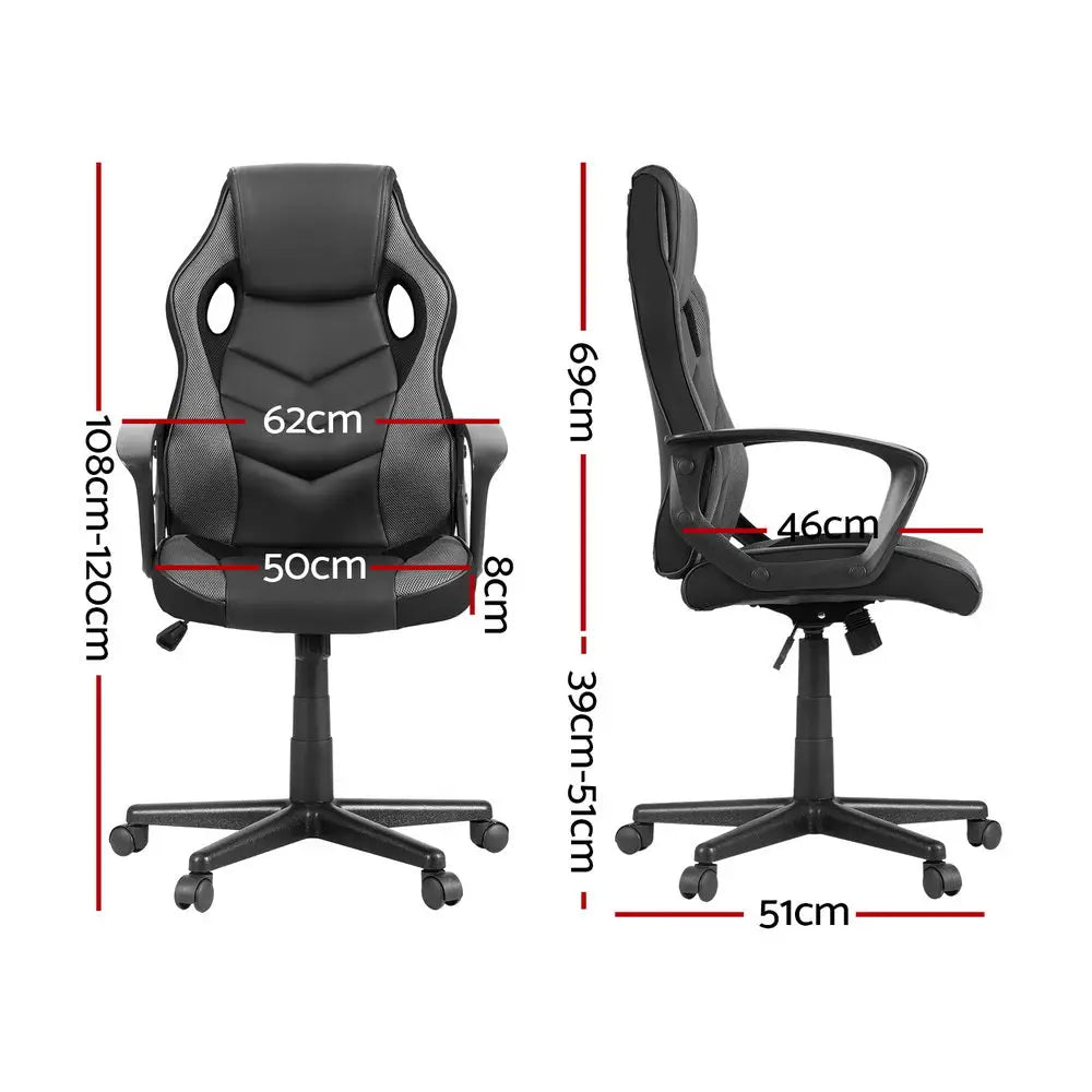 Artiss Gaming Office Chair Computer Chairs Grey - Furniture > Office > Office & Desk Chairs