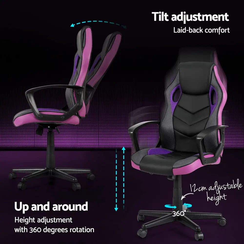 Artiss Gaming Office Chair Computer Chairs Purple - Furniture > Office > Office & Desk Chairs