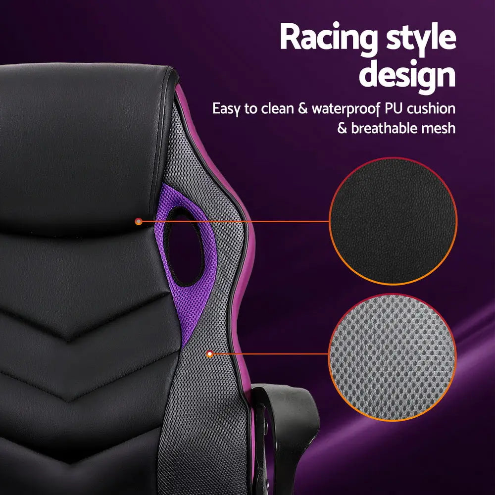 Artiss Gaming Office Chair Computer Chairs Purple - Furniture > Office > Office & Desk Chairs