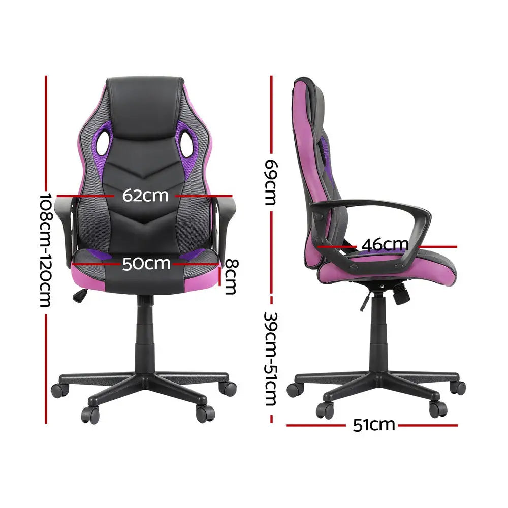Artiss Gaming Office Chair Computer Chairs Purple - Furniture > Office > Office & Desk Chairs
