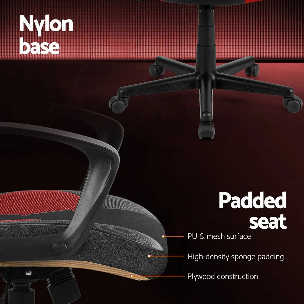 Artiss Gaming Office Chair Computer Chairs Red - Furniture > Bar Stools & Chairs