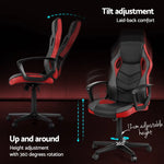 Artiss Gaming Office Chair Computer Chairs Red - Furniture > Bar Stools & Chairs
