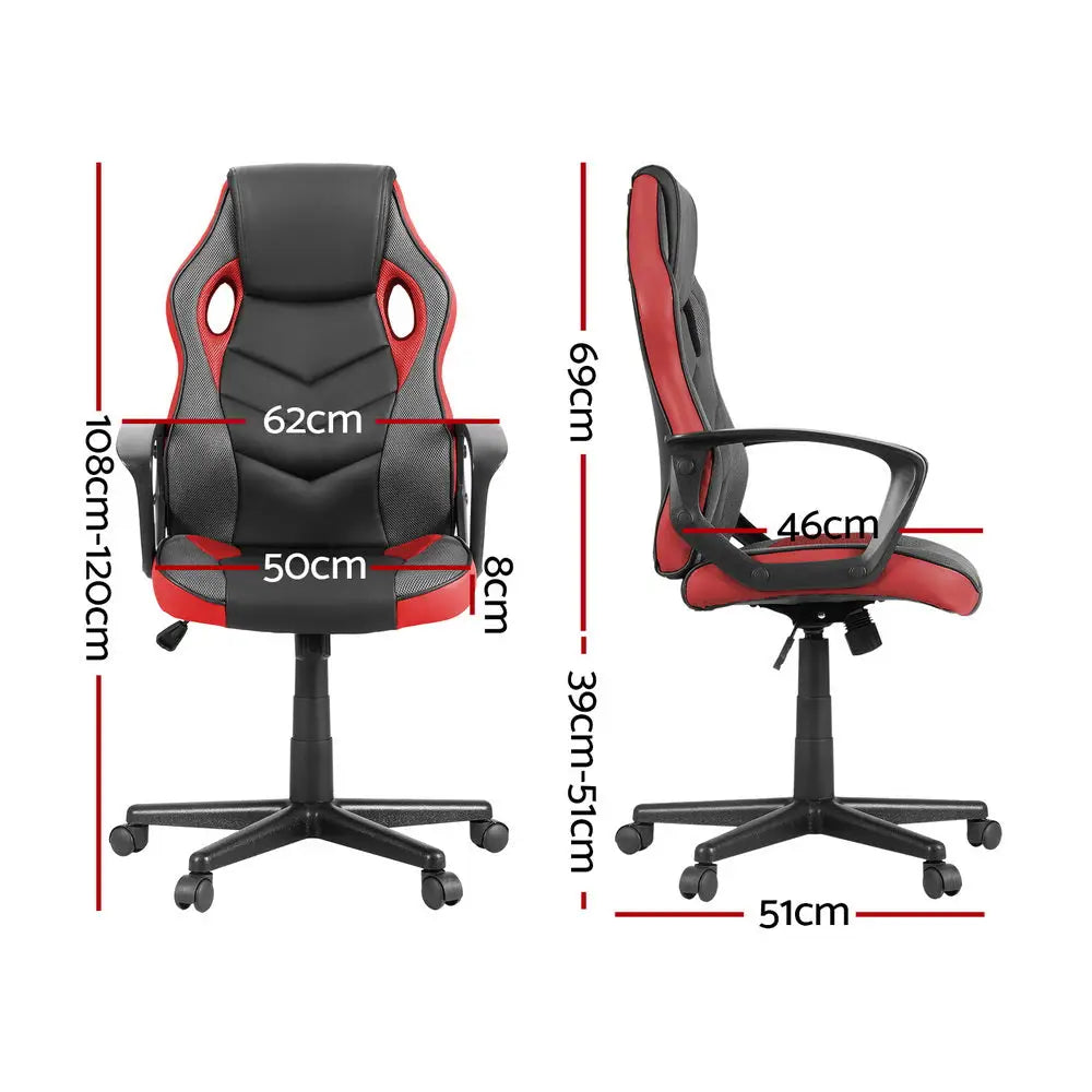 Artiss Gaming Office Chair Computer Chairs Red - Furniture > Bar Stools & Chairs