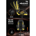 Artiss Gaming Office Chair Computer Executive Racing Chairs High Back Yellow - Furniture > Office