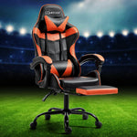 Artiss Gaming Office Chair Executive Computer Leather Chairs Footrest Orange - Furniture > Office