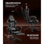Artiss Gaming Office Chair Executive Computer Leather Chairs Footrest Grey - Furniture > Office