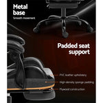 Artiss Gaming Office Chair Executive Computer Leather Chairs Footrest Grey - Furniture > Office