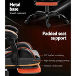 Artiss Gaming Office Chair Executive Computer Leather Chairs Footrest Orange - Furniture > Office