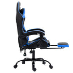 Artiss Gaming Office Chair Recliner Footrest Blue - Furniture > Office
