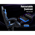 Artiss Gaming Office Chair Recliner Footrest Blue - Furniture > Office