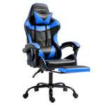 Artiss Gaming Office Chair Recliner Footrest Blue - Furniture > Office