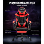 Artiss Gaming Office Chair Recliner Footrest Red - Furniture > Office