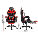 Artiss Gaming Office Chair Recliner Footrest Red - Furniture > Office