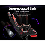 Artiss Gaming Office Chair Recliner Footrest Red - Furniture > Office