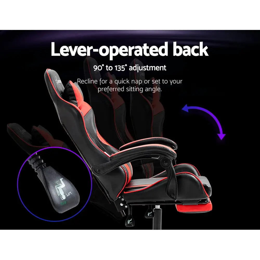 Artiss Gaming Office Chair Recliner Footrest Red - Furniture > Office