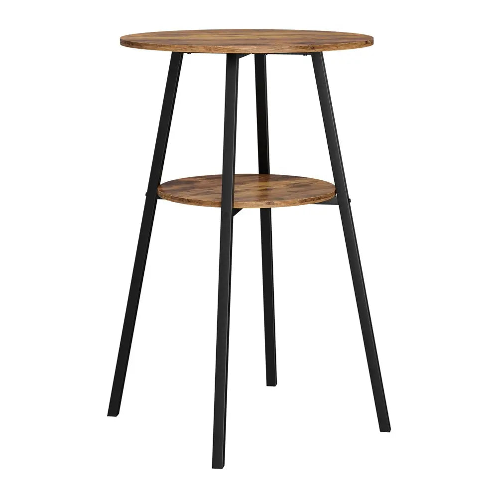 Artiss Industrial Bar Table with 2-Tier Organizer Weather-Resistant MDF Top Steel Frame - Furniture > Bar Stools &