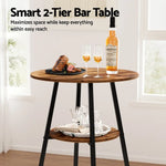 Artiss Industrial Bar Table with 2-Tier Organizer Weather-Resistant MDF Top Steel Frame - Furniture > Bar Stools &