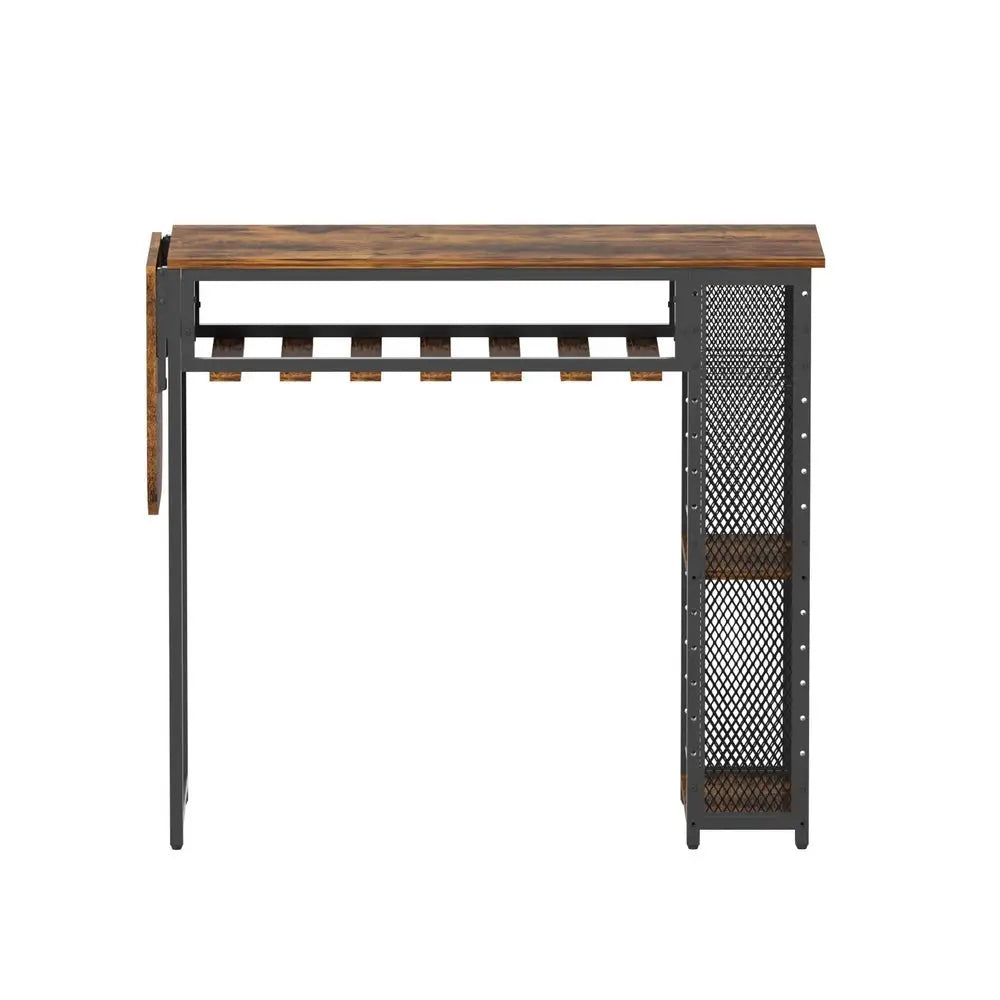 Artiss Industrial Bar Table with Wine Rack Built-in Cup Holder Extendable 140cm - Furniture > Dining > Dining Tables