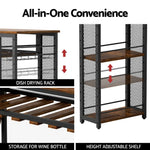 Artiss Industrial Bar Table with Wine Rack Built-in Cup Holder Extendable 140cm - Furniture > Dining > Dining Tables