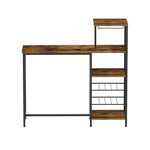 Artiss Industrial Bar Table with Wine Rack Cup Holder Multi-Level Storage 122cm Walnut - Furniture > Dining > Dining
